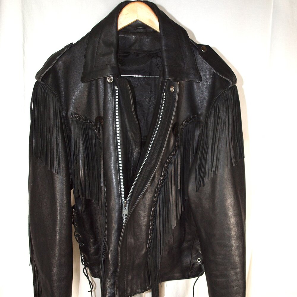 HUDSON MEN GENUINE LEATHER HUDSON BIKER JACKET - Size 42